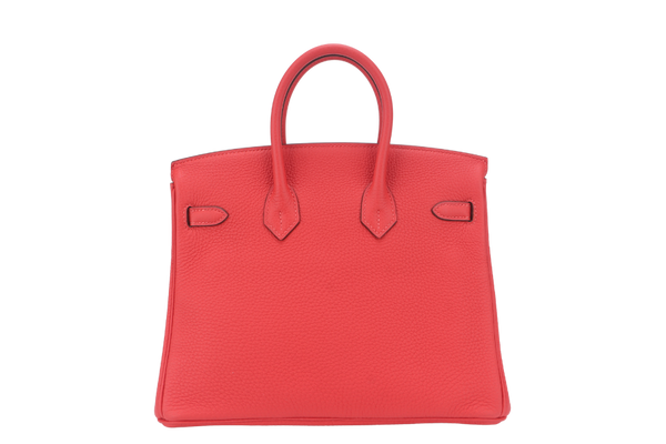 HERMES BIRKIN 25 ROUGE PIVOINE TOGO GOLD HARDWARE STAMP C (YEAR 2018) WITH KEYS, LOCK, RAINCOAT AND DUST COVER