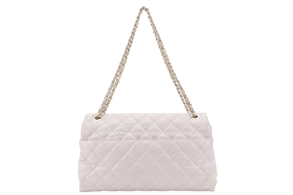 CHANEL SOFT ELEGANCE FLAP BAG QUILTED DISTRESSED CALFSKIN BEIGE AND LIGHT PINK COLOR (2030xxxx) NO CARD WITH DUST COVER