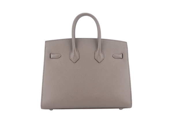HERMES BIRKIN 25 SELLIER GRIS ETAIN EPSOM SILVER HARDWARE STAMP Y (YEAR 2020) WITH DUST COVER