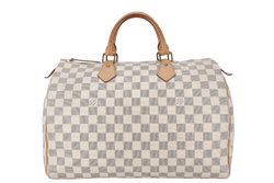 LOUIS VUITTON SPEEDY 35 DAMIER AZUR CANVAS GOLD HARDWARE WITH DUST COVER