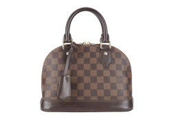 LOUIS VUITTON N40606 ALMA BB BROWN DAMIER EBENE GOLD HARDWARE WITH LONG STRAPS, PADLOCK AND KEYS