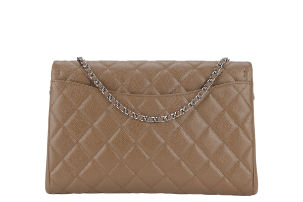 CHANEL CLASSIC CLUTCH (1846xxxx) WITH CHAIN BROWN CAVIAR SILVER HARDWARE NO CARD AND NO DUST COVER