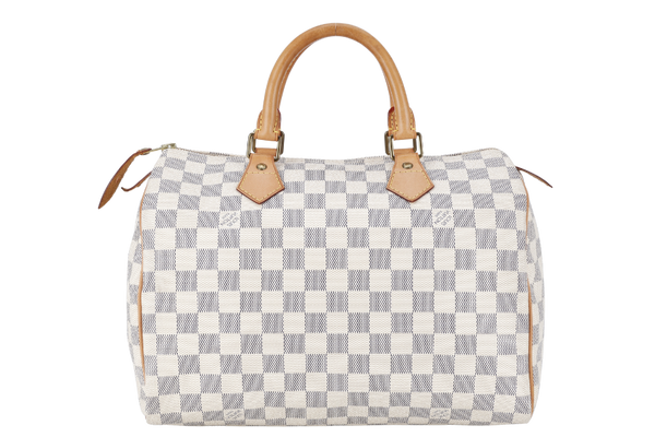 LOUIS VUITTON SPEEDY 30 DAMIER AZUR CANVAS GOLD HARDWARE WITH DUST COVER