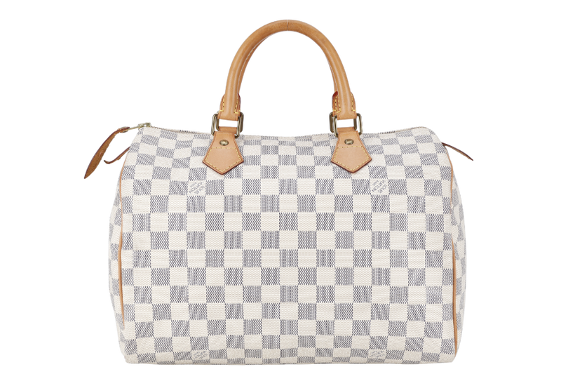 LOUIS VUITTON SPEEDY 30 DAMIER AZUR CANVAS GOLD HARDWARE WITH DUST COVER