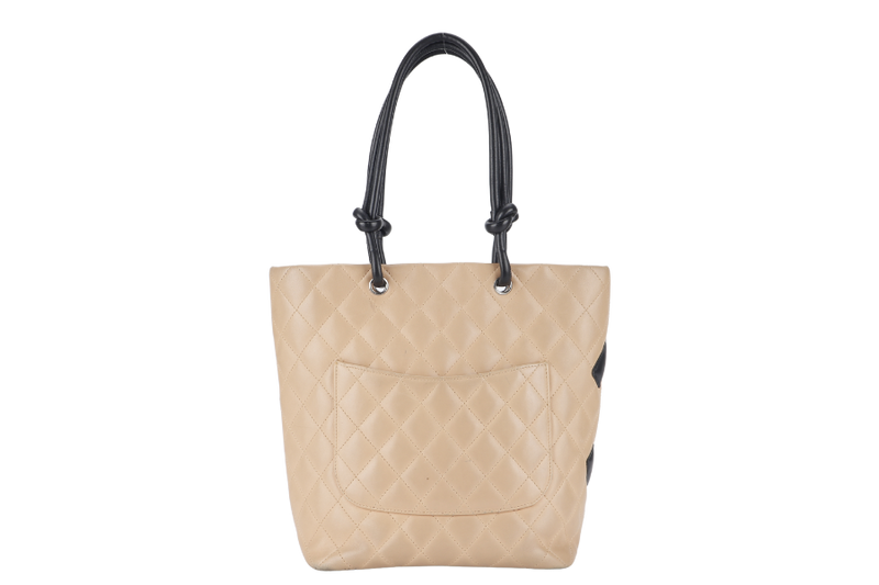 CHANEL CAMBON LINE TOTE (931xxxx) BEIGE LAMBSKIN SILVER HARDWARE NO CARD NO DUST COVER