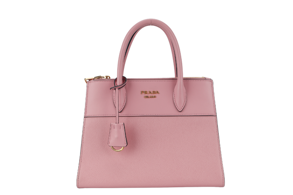 PRADA PARADIGME BAG (1BA103) PINK SAFFIANO LEATHER GOLD HARDWARE WITH STRAP AND DUST COVER