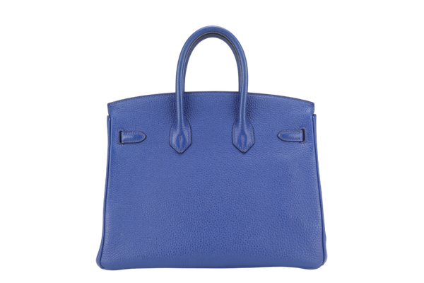 HERMES BIRKIN 25 BLUE ELECTRIC TOGO SILVER HARDWARE STAMP O (YEAR 2011) WITH KEYS, LOCK, DUST COVER AND RAINCOAT