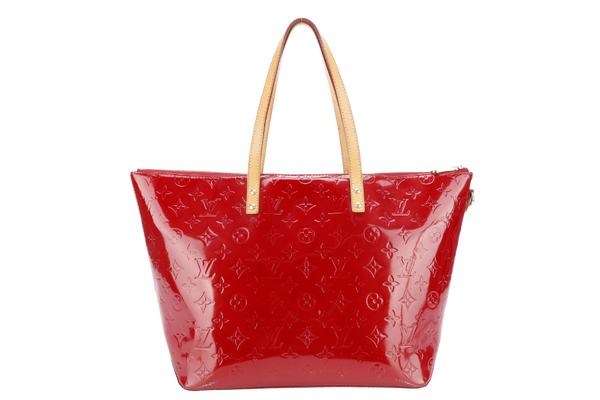 LOUIS VUITTON MONOGRAM VERNIS M93587 RED BELLEVUE GM WITH DUST COVER