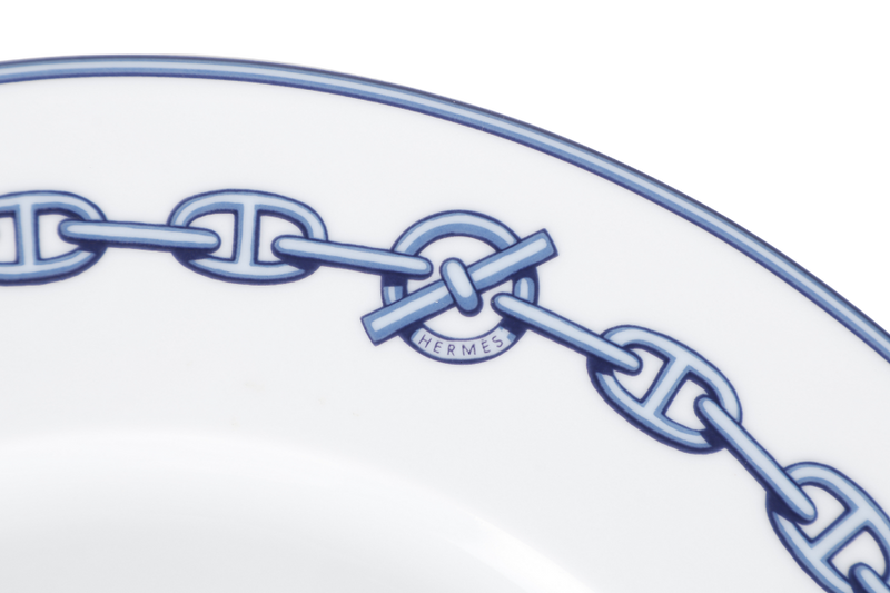 HERMES CHAIN D'ANCRE PORCELAIN PLATE WITH BOX