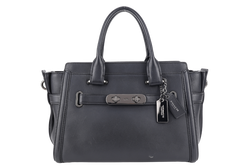 COACH SWAGGER 27 BLACK LEATHER SILVER HARDWARE WITH DUST COVER