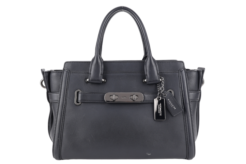COACH SWAGGER 27 BLACK LEATHER SILVER HARDWARE WITH DUST COVER