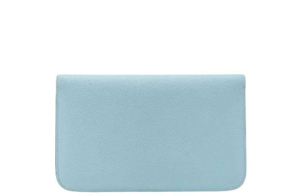 Hermes Dogon Duo Wallet, Blue Atoll Color, Togo Leather, Gold Hardware Stamp T with Pouch, no Dust Cover & Box
