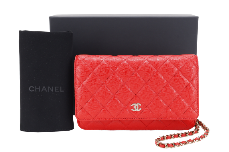 CHANEL CLASSIC WOC RED CAVIAR GOLD HARDWARE (GA17xxxx) WITH DUST COVER, BOX AND PAPER BAG