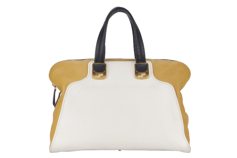 FENDI CHAMELEON LARGE TOTE BAG (8BL110-HQM) YELLOW WHITE GOLD HARDWARE WITH DUST COVER AND STRAP