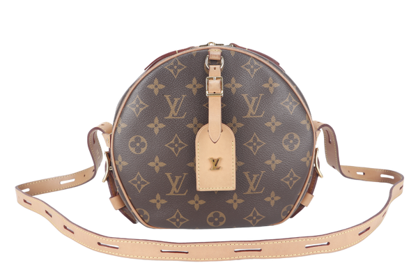 LOUIS VUITTON BOITE CHAPEAU SOUPLE MM BROWN MONOGRAM CANVAS GOLD HARDWARE WITH DUST COVER