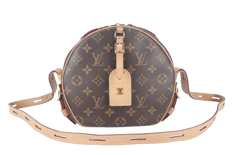 LOUIS VUITTON BOITE CHAPEAU SOUPLE MM BROWN MONOGRAM CANVAS GOLD HARDWARE WITH DUST COVER