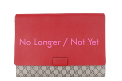 GUCCI GG SUPREME NO LONGER NOT YET LARGE CLUTCH RED LEATHER-CANVAS WITH DUST COVER