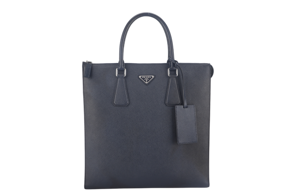 PRADA MEDIUM TOTE BAG (2VG079) BLACK SAFFIANO LEATHER SILVER HARDWARE NO DUST COVER