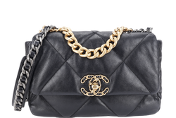 CHANEL 19 (PUTHL4TJ) LAMBSKIN GOLD TONE SILVER & RUTHENIUM GOLD HARDWARE WITH DUST COVER