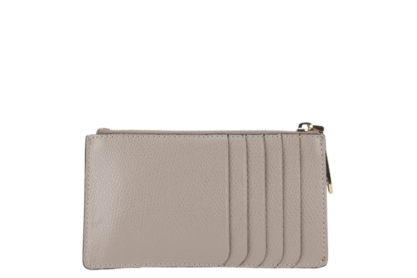 FENDI GREY LEATHER ZIP CARD HOLDER (8M0348) GOLD HARDWARE WITH DUST COVER