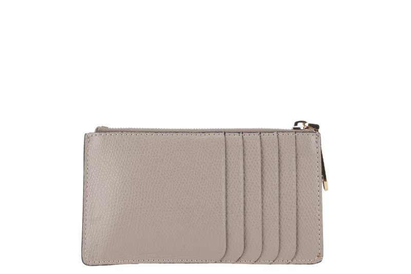 FENDI GREY LEATHER ZIP CARD HOLDER (8M0348) GOLD HARDWARE WITH DUST COVER