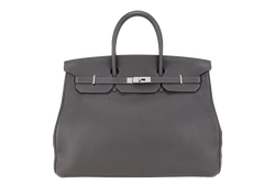 HERMES BIRKIN 40 TOGO LEATHER ETAIN SILVER HARDWARE STAMP K (YEAR 2007) WITH DUST COVER, RAINCOAT, PADLOCK AND KEYS