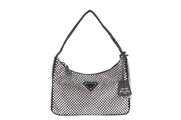 PRADA SATIN MINI BAG WITH CRYSTALS (IBC515) WITH DUST COVER AND BOX