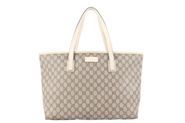 GUCCI GG SUPREME WHITE CANVAS TOTE WITH DUST COVER
