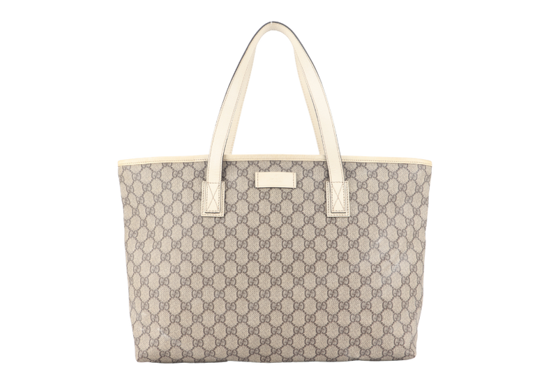 GUCCI GG SUPREME WHITE CANVAS TOTE WITH DUST COVER