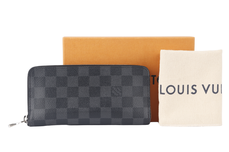 LOUIS VUITTON PORTEFEUILLE VASCO LONG WALLET (N61653) BLACK DAMIER GRAPHITE SILVER HARDWARE WITH DUST COVER AND BOX