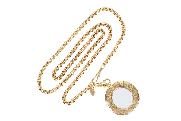 CHANEL GOLD CC PENDANT NECKLACE GOLD PLATED 119g