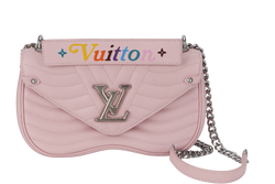 LOUIS VUITTON NEW WAVE CHAIN BAG MM (M51944) PINK CALFSKIN SILVER HARDWARE WITH DUST COVER