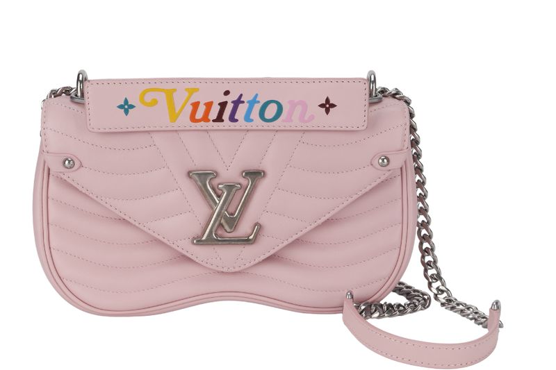 LOUIS VUITTON NEW WAVE CHAIN BAG MM (M51944) PINK CALFSKIN SILVER HARDWARE WITH DUST COVER