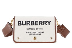 BURBERRY HACKBERRY CANVAS BAG BEIGE WITH BROWN TRIM WITH STRAPS AND DUST COVER