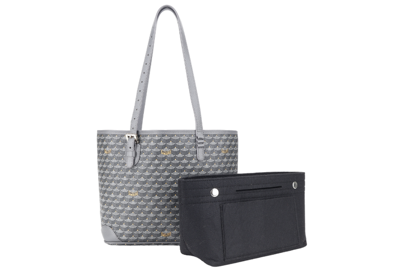 FAURE LE PAGE DAILY BATTLE TOTE GREY CANVAS SILVER HARDWARE 1905 WITH BAG ORGANISER