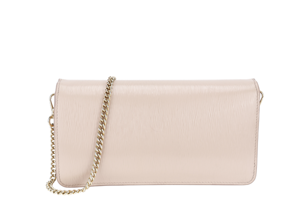 PRADA BANDOLIERA TRIANGLE LOGO HANDBAG MINI BEIGE LEATHER GOLD HARDWARE WITH DUST COVER AND BOX