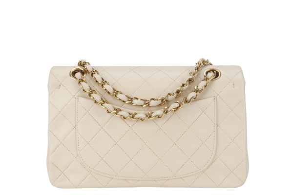 CHANEL VINTAGE CLASSIC FLAP MEDIUM BEIGE LAMBSKIN GOLD HARDWARE (300xxxx) NO CARD AND NO DUST COVER