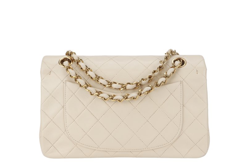 CHANEL VINTAGE CLASSIC FLAP MEDIUM BEIGE LAMBSKIN GOLD HARDWARE (300xxxx) NO CARD AND NO DUST COVER