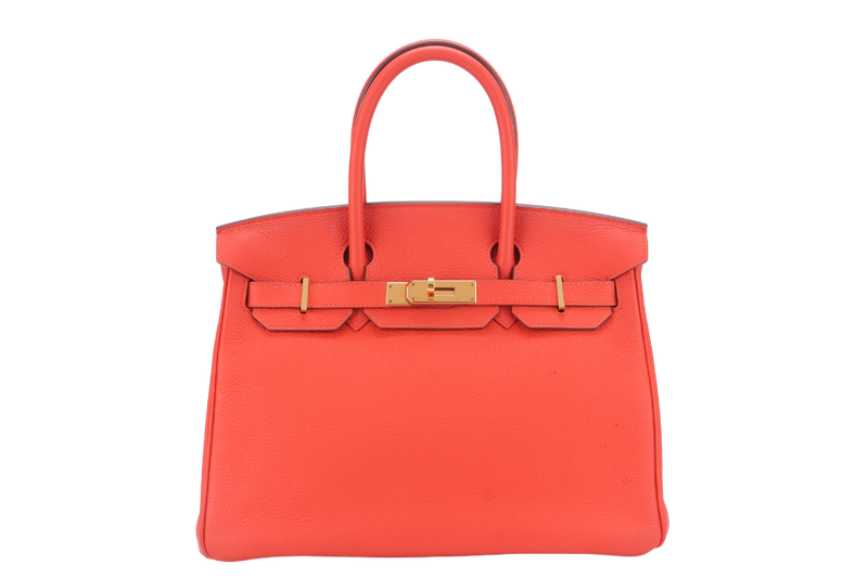HERMES BIRKIN 30 FEU TOGO GOLD HARDWARE STAMP X (YEAR 2016) WITH LOCK&KEYS AND DUST COVER