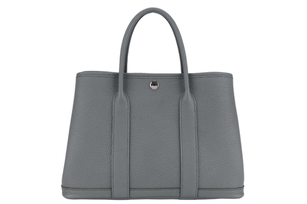 HERMES GARDEN PARTY TPM 30CM GRIS MEYER STAMP W(2024) NEGONDA LEATHER PALLADIUM HARDWARE WITH DUST COVER AND BOX