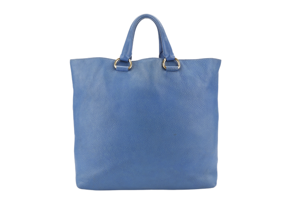 PRADA BN1713 BLUE VITELLO DAINO LEATHER TOTE BAG WITH CARD, STRAPS AND DUST COVER