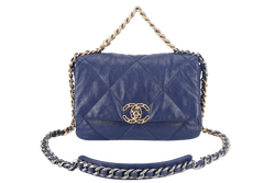 CHANEL C19 (2943xxxx) SMALL ELECTRIC BLUE CLAFSKIN MIX HARDWARE WITH DUST COVER, CARD AND BOX