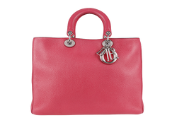 CHRISTIAN DIOR DIORISSIMO TOTE BAG (09-MA-0173) LARGE PINK PEBBLED LEATHER, SILVER HARDWARE, WITH CARD, STRAP & DUST COVER