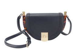 FENDI VITELLO KING PLEXIGLASS MOONLIGHT (8BT346)) BLACK SHOULDER BAG CALFSKIN LEATHER GOLD HARDWARE WITH STRAPS AND DUST COVER