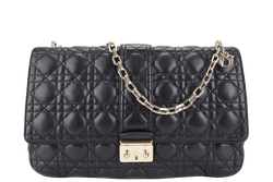 CHRISTIAN DIOR NEW LOCK FLAP BAG BLACK LAMBSKIN LEATHER GOLD HARDWARE WITH KEYS NO DUST COVER