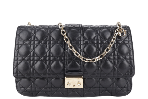 CHRISTIAN DIOR NEW LOCK FLAP BAG BLACK LAMBSKIN LEATHER GOLD HARDWARE WITH KEYS NO DUST COVER