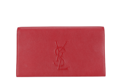 YVES SAINT LAURENT (YSL) BELLE DE JOUR CLUTCH MAROON CALFSKIN LEATHER GOLD HARDWARE WITH DUST COVER