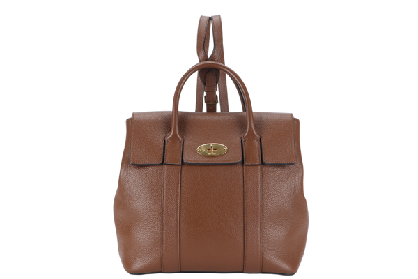 MULBERRY BAYSWATER TOTE BACKPACK BROWN LEATHER GOLD HARDWARE WITH BACKPACK STRAP AND DUST COVER