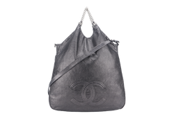 CHANEL RODEO DRIVE (1213xxxx) BLACK PERFORATED LEATHER SILVER HARDWARE WITH CARD AND DUST COVER