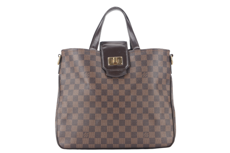 LOUIS VUITTON ROSEBERY CABAS (N41177) DAMIER EBENE CANVAS GOLD HARDWARE WITH DUST COVER AND STRAPS